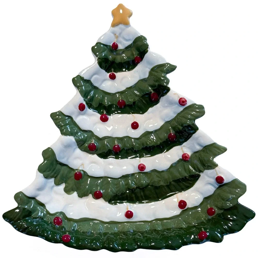 Park Designs Teresa Kogut Christmas Joys Ceramic Tree Trivet Spoon Rest Folk Art